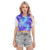 BW Tie-Dye Women's Buttoned Crop Top - Purple