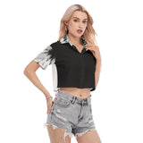 BW Tie-Dye Women's Buttoned Crop Top - Black