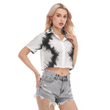 BW Tie-Dye Women's Buttoned Crop Top - White