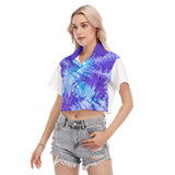 BW Tie-Dye Women's Buttoned Crop Top - Purple