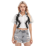 BW Tie-Dye Women's Buttoned Crop Top - White