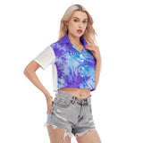 BW Tie-Dye Women's Buttoned Crop Top - Purple