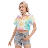 BW Tie-Dye Women's Buttoned Crop Top - Pastels