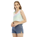 BW Holo Women's V-neck Sleeveless Crop Top