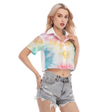 BW Tie-Dye Women's Buttoned Crop Top - Pastels